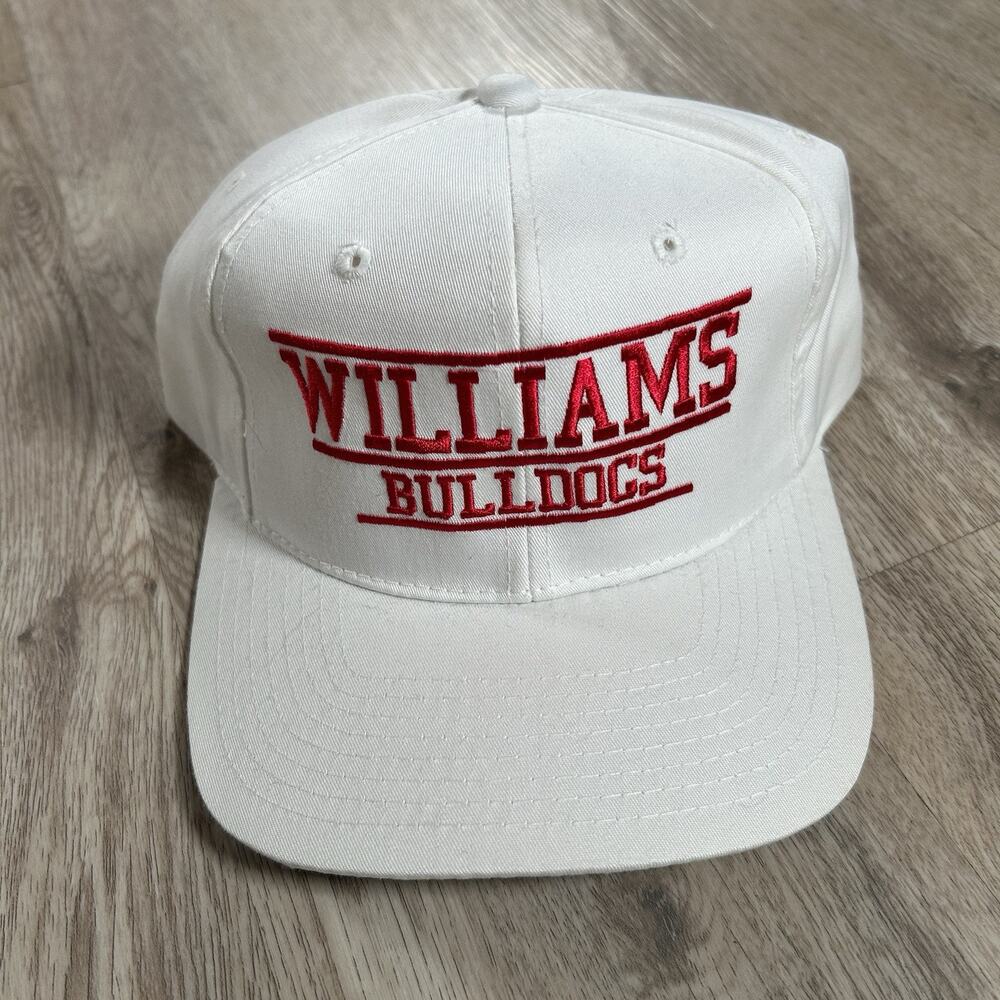 Vintage New Era Williams Bulldog Snapback Hat White Split Bar Line Cap